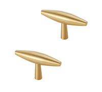 SZLXJMFL Cabinet Knobs Gold Small, 2 Pack Furniture Handles Solid Brass | Brushed, Drawer Pulls Hole Center: 64-224mm Cupboard Handles Kitchen Door Handles Single Hole