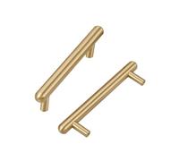 SZLXJMFL Gold Cabinet Handles Vintage, 2 PCS Cupboard Handles Solid Brass | Brushed Brass, Overall Length: 50/130/160/200/260 mm T-Shape Pulls Wardrobe Door Handles with Screws-130mm/5.1in