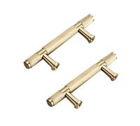 SZLXJMFL Gold Kitchen Cabinet Handle Vintage, 2 Pack Drawer Pulls Solid Brass | Brushed Copper, Hole Centers: 0/64/96/128/160/224/320 mm T-Shape Pulls Furniture Handles with Screws-116mm/4.5in