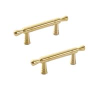 SZLXJMFL Kitchen Handles 64mm Hole Spacing, 2 Pack Furniture Handles Solid Brass | Brushed, Drawer Pulls Hole Center: 64-320mm Cupboard Handles Kitchen Door Handles Cabinet Handles 64mm/2.5in