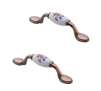 SZLXJMFL White Drawer Handles Vintage, 2 Pack Furniture Pull Solid Ceramic | Plating Surface, Color: Bronze, Cabinet Pulls Hole Center: 76-96mm Wardrobe Door Pulls Kitchen Cupboard Handles 76mm/3in