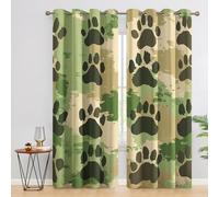 SZLYZM Bear Paw Print Camouflage Blackout Curtains, Rustic Hunting Bedroom Curtains, Living Room Drapes 90x90 Inch 2 Panels Set, Thermal Eyelet Drapes Decorative Patterned Window Treatments 90 Drop