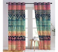 SZLYZM Boho Ethnic Blackout Curtains for Bedroom living Room, Tribal Curtains 66x90, 90 Inch Drop Curtains 2 Panels Set, Thermal Eyelet Drapes Decorative Patterned Window Treatments (Qi-&143)