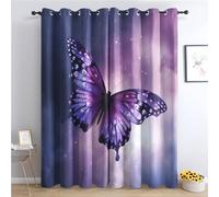 SZLYZM Butterfly Blackout Curtains for Bedroom living Room, Purple Curtains 46 x 54, 54 Inch Drop Curtains 2 Panels Set, Thermal Eyelet Drapes Decorative Patterned Window Treatments (Wj-&90)