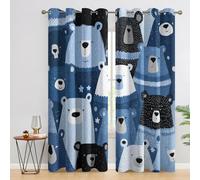 SZLYZM Cartoon Bear Blackout Curtains for Bedroom living Room, Cute Curtains 66x54, 54 Inch Drop Drapes 2 Panels Set, Thermal Eyelet Drapes Decorative Patterned Window Treatments F&V125