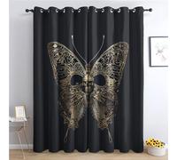 SZLYZM Dead Moth Blackout Curtains, Gothic Bedroom Curtains & Living Room Curtains 66x54 Inch 2 Panels Set, Thermal Eyelet Drapes Decorative Patterned Window Treatments 54 Drop (GC-&389)