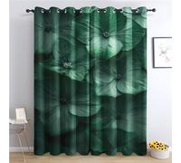 SZLYZM Emerald Green Blackout Curtains for Bedroom living Room, Leaves Curtains 46x72, 72 Drop Curtains 2 Panels Set, Thermal Eyelet Drapes Decorative Patterned Window Treatments (Qa-&107)