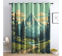 SZLYZM Landscape Blackout Curtains, Nature Bedroom Curtains & Living Room Curtains 66x54 Inch 2 Panels Set, Thermal Eyelet Drapes Decorative Patterned Window Treatments 54 Drop