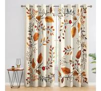 SZLYZM Leaf Blackout Curtains, Autumn Leaves Bedroom Curtains, Living Room Drapes 46 x 90 Inch 2 Panels Set, Thermal Eyelet Drapes Decorative Patterned Window Treatments 90 Drop V-&E286