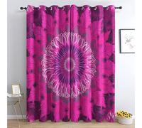 SZLYZM Mandala Blackout Curtains, Ethnic Hot Pink Bedroom Curtains & Living Room Curtains 46 x 90 Inch 2 Panels Set, Thermal Eyelet Drapes Decorative Patterned Window Treatments 90 Drop
