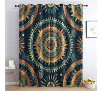 SZLYZM Mandala Bohemian Blackout Curtains for Bedroom living Room, Vintage Ethnic Curtains 66x72, 72 Drop Curtains 2 Panels Set, Thermal Eyelet Drapes Decorative Patterned Window Treatments (Qr-&30)
