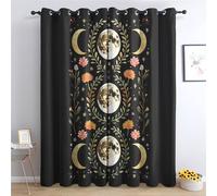 SZLYZM Moon Phase Blackout Curtains, Aesthetic Witchy Bedroom Curtains & Living Room Curtains 46x72 Inch 2 Panels Set, Thermal Eyelet Drapes Decorative Patterned Window Treatments 72 Drop
