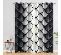 SZLYZM Snake Print Blackout Curtains for Bedroom living Room, Black and White Curtains 46x72, 72 Drop Drapes 2 Panels Set, Thermal Eyelet Drapes Decorative Patterned Window Treatments V-&E101