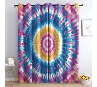 SZLYZM Tie Dye Blackout Curtains, Psychedelic Swirl Hippie Bedroom Curtains, Living Room Drapes 66x54 Inch 2 Panels Set, Thermal Eyelet Drapes Patterned Window Treatments 54 Drop Q-E&1-165
