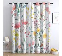 SZLYZM Wildflower Blackout Curtains for Bedroom living Room, Botanical Colourful Floral Curtains 46x72, 72 Drop Curtains 2 Panels Set, Thermal Eyelet Drapes Decorative Patterned Window Treatments