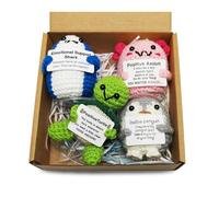 SZMDLX 4Pcs Positive Crochet Penguin Set, Handmade Pocket Hug Emotional Support Gift Dolls Stress Relief Anxiety, Positive Penguin,Shark,Axolotl,Turtle Gifts for Women, Men,Teacher, Colleagues
