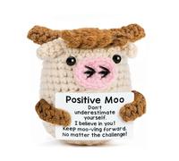 SZMDLX Positive Crochet Animals, Positive Animals Lucky Cow Pocket Hug Crochet Doll Emotional Support Plush Encouragement Gift, Get Well Soon Gifts for Women Men