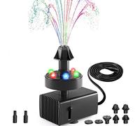 SZMP 24-Hours Working Pond Fountain Pump,Bird Bath Fountain Pump with 7 Nozzles for Outdoor,Garden,Pond,Aquarium,Fish Tank,Adjustable Water Pump with 16.4Ft Power Cord and Adapter(UK Plug)