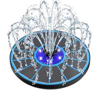 SZMP LED Solar Water Fountain, 3.5W Glass Panel Solar Fountain Pump, Built-in Battery Work on Night, Solar Water Pump with 7 Nozzles & 4 Fixer Water Features for Garden, Bird Bath (White)