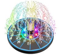 SZMP LED Solar Water Fountain, 3.5W Glass Panel Solar Fountain Pump, Built-in Battery Work on Night, Solar Water Pump with 7 Nozzles & 4 Fixer Water Features for Garden, Bird Bath (Colorful)