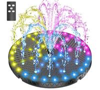 SZMP Remote Control Solar Fountain with Colorful 54 LED Lights, 2026 Upgrade 6W Solar Bird Bath Fountains with 4000mAh Battery, Solar Water Fountain Pump with 7 Nozzles for Garden Decor
