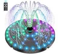 SZMP Remote Solar Fountain with 54 LED Fantastic Colorful Lights, 2026 Upgrade Solar Bird Bath with 4000mah Battery, Solar Water Fountain Pump for Outdoor, Garden Decor, Pond, Adjust Spray Height