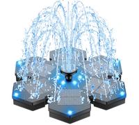 SZMP Solar Fountain 2026 Upgrade 12 LED Lights, 3.5W Snowflake Solar Powered Fountain Pump with 7 Nozzle & 4 Fixer, 2000 Battery, Solar Fountain Pump for Bird Bath, Garden, Patio, Pond, Pool, Outdoor