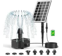 SZMP Solar Fountain Kit Works in Cloudy High Efficiency Glass Panel, 3.5W Solar Water Pump with 2000mAh Battery, 16.4ft Power Cord & 7 Nozzles, Bird Bath Fountain for Outdoor Garden Décor