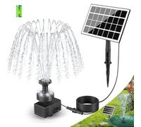 SZMP Solar Fountain Pump 2026 Upgraded, 3.5W Solar Bird Bath Fountain with 7 Nozzles, 16.4ft Power Cord, 2000mAh Battery, White LED Lights, Solar Water Fountain for Pond, Patio, Humingbirds, Garden