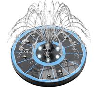 SZMP Solar Fountain Upgraded 100% Glass Panel, 3.5W Floating Solar Powered Water Pump Built-in 2200mAh Battery with 7 Nozzle & 4 Fixer, Solar Bird Bath Fountains for Garden, Pond, Outdoor (White)