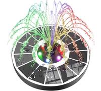 SZMP Solar Fountain Upgraded 100% Glass Panel, 3.5W Solar Powered Water Pump Built-in 2200mAh Battery with 7 Nozzle & 4 Fixer, Solar Bird Bath Fountain for Garden, Pool, Outdoor (Colorful)