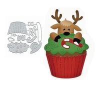 Sznilindm Christmas Cup Elk Snowflake Metal Die Cuts, Merry Deer Flower Leaf Cutting Dies Cut Stencils for DIY Invitation Scrapbooking Album Decorative Embossing Paper Making, silver (Sznilindm-001)