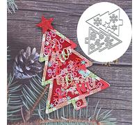Sznilindm Scrapbooking Die Cuts, 2pcs Christmas Tree Metal Cutting Dies for Card Making, Paper Craft, Embossing, Album, 7.2x10.2cm/3.03x4.02inch, Silver