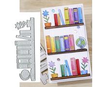 Sznilindm Scrapbooking Die Cuts, Metal Flower Bookshelf Globe for Paper Craft, DIY Embossing Stencils for Card Making, 14X4.6/5.6X1.84inch, Silver