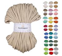 Sznurkomania 5mm 100m Braided Cotton Cord - 46 Colours Crochet Cable Macrame Cord - Premium Yarn (Light Beige)