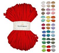 Sznurkomania 5mm Braided Cotton Cord 100m 46 Colors Crochet Cable Macrame Premium Yarn Rope (Red)