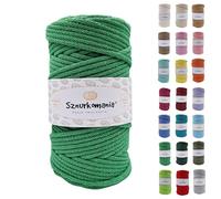 Sznurkomania, Braided Cotton Cord 5 mm 100 m, 46 Colours, Crochet Cord, Macrame Cord, Macrame Yarn, Premium Yarn, Macrame Rope, (Grass Green)