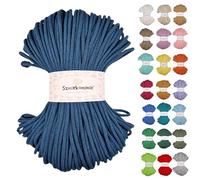 Sznurkomania, Braided Cotton Cord 5 mm 100 m, 46 Colours, Crochet Cord, Macrame Cord, Macrame Yarn, Premium Yarn, Macrame Rope, (Petrol)