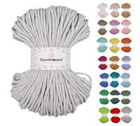 Sznurkomania, Braided Cotton Cord 5 mm 100 m, 46 Colours, Crochet Cord, Macrame Cord, Macrame Yarn, Premium Yarn, Macrame Rope, Light Grey