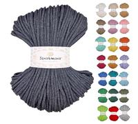 Sznurkomania Braided Cotton Cord 5 mm 100 m - 46 Colours, Premium Macrame Yarn and Rope for Crochet (Anthracite)