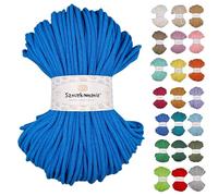 Sznurkomania Braided Cotton Cord 5 mm 100 m - 46 Colours, Premium Macrame Yarn, Crochet Rope (Turquoise)