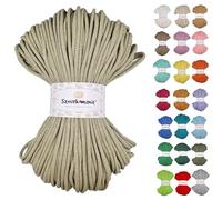 Sznurkomania, Braided Cotton Cord 5mm 100m, 46 Colors, Crochet Cord, Macrame Cord, Macrame Yarn, Premium Yarn, Macrame Rope, (Light Olive)
