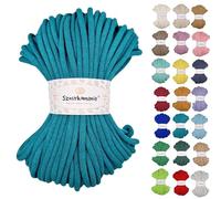 Sznurkomania Cotton Cord 9 mm, 50 m, Emerald Recycled Cotton Macrame Yarn for Crafting, Crocheting, Knitting