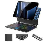 SZO Magnetic Keyboard Case for iPad 10th Generation & iPad A16 11th Generation 10.9/11 Inch with Trackpad 7-Colour Backlit Keyboard Floating Magnetic Design LED Display Black