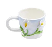 Szoyeay 3D Flower Coffee Mug Calla Lily Ceramic Cup,12 oz Cute Handmade Mugs,Christmas Birthday Surprise for Friends Family or Flower Lovers (White Calla Lily)
