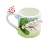 Szoyeay 3D Flower Coffee Mug Lily of the Valley Ceramic Cup,12 oz Cute Handmade Mugs,Christmas Birthday Surprise for Friends Family or Flower Lovers (Pink Lily of the Valley)