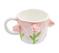 Szoyeay 3D Flower Coffee Mug Pink Rose Ceramic Cup,12 oz Cute Handmade Mugs,Christmas Birthday Surprise for Friends Family or Flower Lovers (Pink Rose)