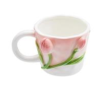 Szoyeay 3D Flower Coffee Mug Pink Tulip Ceramic Cup,12 oz Cute Handmade Mugs,Christmas Birthday Surprise for Friends Family or Flower Lovers (Pink Tulip)