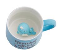 Szoyeay Narwhal Ceramic Cup Hidden 3D Animal Inside Mug,12 oz Cute Cartoon Handmade Figurine Mugs,Christmas Birthday Surprise for Friends Family or Kids (12 oz, Blue Narwhal)