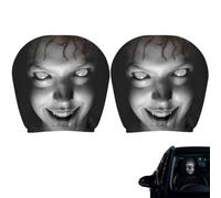 Szoziank 2 PCS Car Headrest Cover, Ghost Face Car Headrest Cover, Scary Face Seat Headrest Dust Covers Fully Surrounded Funny Head Rest Cover for Car Soft Cars Head Rest Covers for Halloween